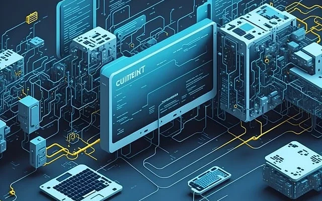 A visual representation of a computer alongside electronic devices, highlighting tech TheBoringMagazine.