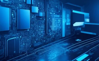 A close-up of a computer motherboard illuminated by blue lights, showcasing intricate circuitry and the model SSIS-816.