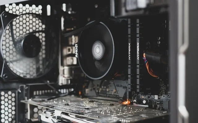 A computer case featuring two fans, illustrating cooling components relevant to the discussion of DLAA vs. DLSS technologies.