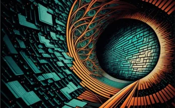 A vibrant abstract artwork featuring a tunnel, symbolizing tech giants envision future beyond smartphones​.
