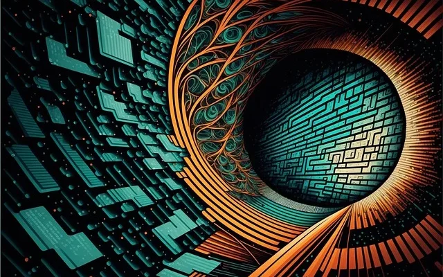 A vibrant abstract artwork featuring a tunnel, symbolizing tech giants envision future beyond smartphones​.