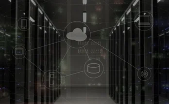 A server room filled with interconnected devices, including a prominent ns mainframe, showcasing a complex network setup.