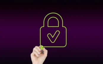 A hand sketches a padlock on a vibrant purple background, representing security and privacy for anonvault.