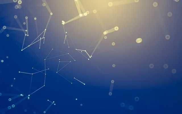 Abstract background featuring interconnected lines and dots, representing digital connectivity in fintech. Fintechzoom .com